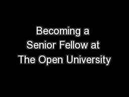 Becoming a Senior Fellow at The Open University