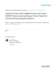 s Source Normalized Impact per Paper (SNIP) r Information Science & Te