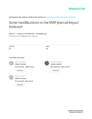 Some modifications to the SNIP journal impact indicator Ludo Waltman,