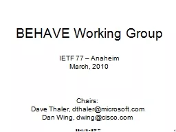 BEHAVE – IETF 77