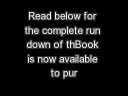 Read below for the complete run down of thBook is now available to pur