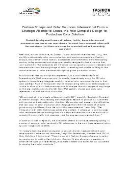 Fashion Snoops and Color Solutions International Form a the First Comp