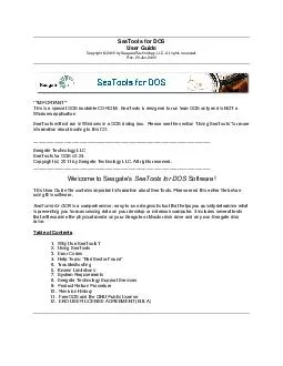SeaTools for DOS User Guide Copyright   by Seagate Tec