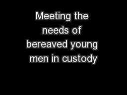 Meeting the needs of bereaved young men in custody