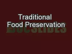 Traditional Food Preservation