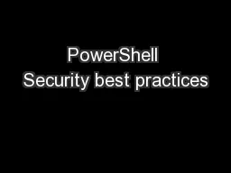 PowerShell Security best practices