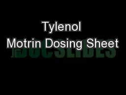 Tylenol Motrin Dosing Sheet