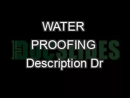 WATER PROOFING Description Dr