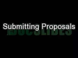 Submitting Proposals