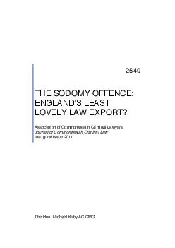 THE SODOMY OFFENCE: