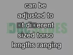 The harness can be adjusted to t dierent sized torso lengths ranging