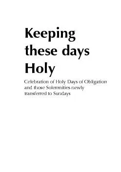 Celebration of Holy Days of Obligation