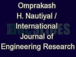 Omprakash H. Nautiyal / International Journal of Engineering Research