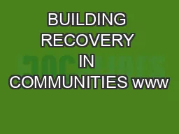 BUILDING RECOVERY IN COMMUNITIES www