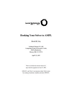 Hooking Your Solver to AMPLDavid M. GayTechnical Report 97-4-06Computi
