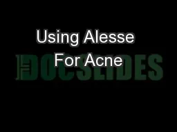 Using Alesse For Acne