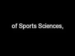 of Sports Sciences,