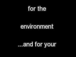 Do what’s right for the environment ...and for your business
...