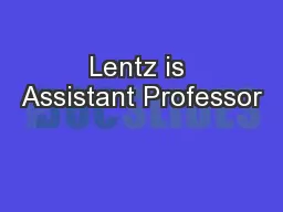 Lentz is Assistant Professor