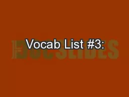 Vocab List #3: