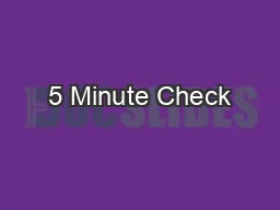 5 Minute Check