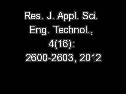 Res. J. Appl. Sci. Eng. Technol., 4(16): 2600-2603, 2012