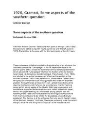 1926, Gramsci, Some aspects of the southern question  Antonio Gramsci