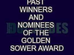 PAST WINNERS AND NOMINEES OF THE GOLDEN SOWER AWARD