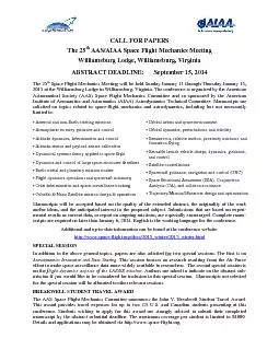 CALL FOR PAPERSThe AAS/AIAA Space Flight Mechanics MeetingWilliamsburg