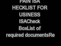 PAIN ISA HECKLIST FOR USINESS ISACheck BoxList of required documentsRe