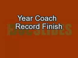 Year Coach  Record Finish