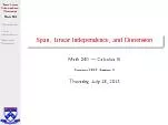 Span,LinearIndependence,DimensionMath240SpanningsetsLinearindependence