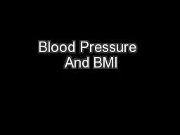 Blood Pressure And BMI