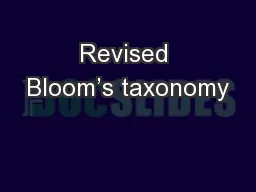 Revised Bloom’s taxonomy