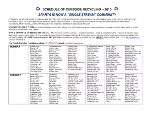 SCHEDULE OF CURBSIDE RECYCLING 