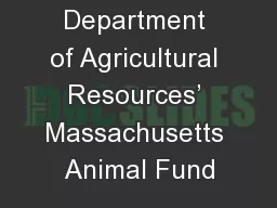 Department of Agricultural Resources’ Massachusetts Animal Fund