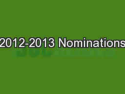 2012-2013 Nominations