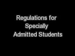 Regulations for Specially Admitted Students