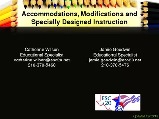 Accommodations, Modifications and Specially Designed InstructionCather