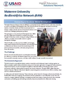 Makerere University ResilientAfrica Network RAN ZRUOGVPRVWFKDOOHQJLQJG