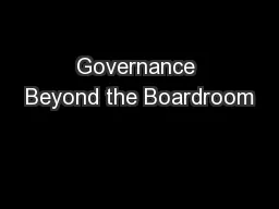 Governance Beyond the Boardroom
