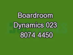 Boardroom Dynamics 023 8074 4450