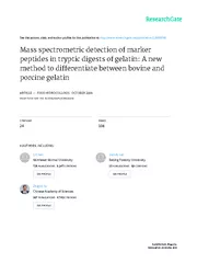 Massspectrometricdetectionofmarkerpeptidesintrypticdigestsofgelatin:An