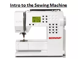 Intro to the Sewing Machine
