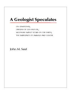 A Geologist Speculates