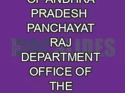 GOVERNMENT OF ANDHRA PRADESH  PANCHAYAT RAJ DEPARTMENT OFFICE OF THE DISTRICT PANCHAYAT