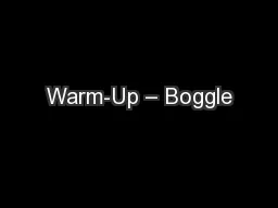 Warm-Up – Boggle