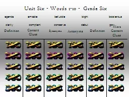 Unit Six - Words 1-10 -  Grade Six