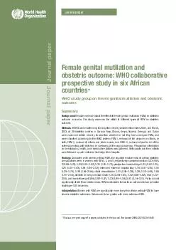 Female genital mutilation and obstetric outcome WHO collaborative prospective study in