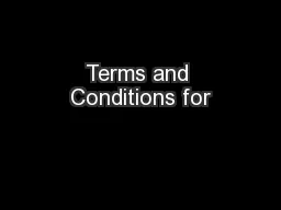 Terms and Conditions for